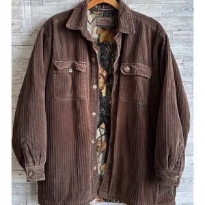 Legendary Whitetails brown corduroy jacket camouflage fleece lining Coat Men XLT